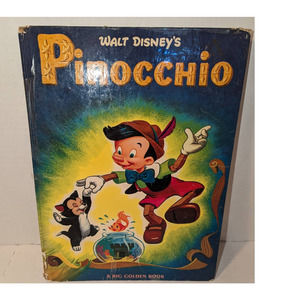 Vintage 1953 Walt Disney's Pinocchio Big Golden Book Oversized HC  Children's